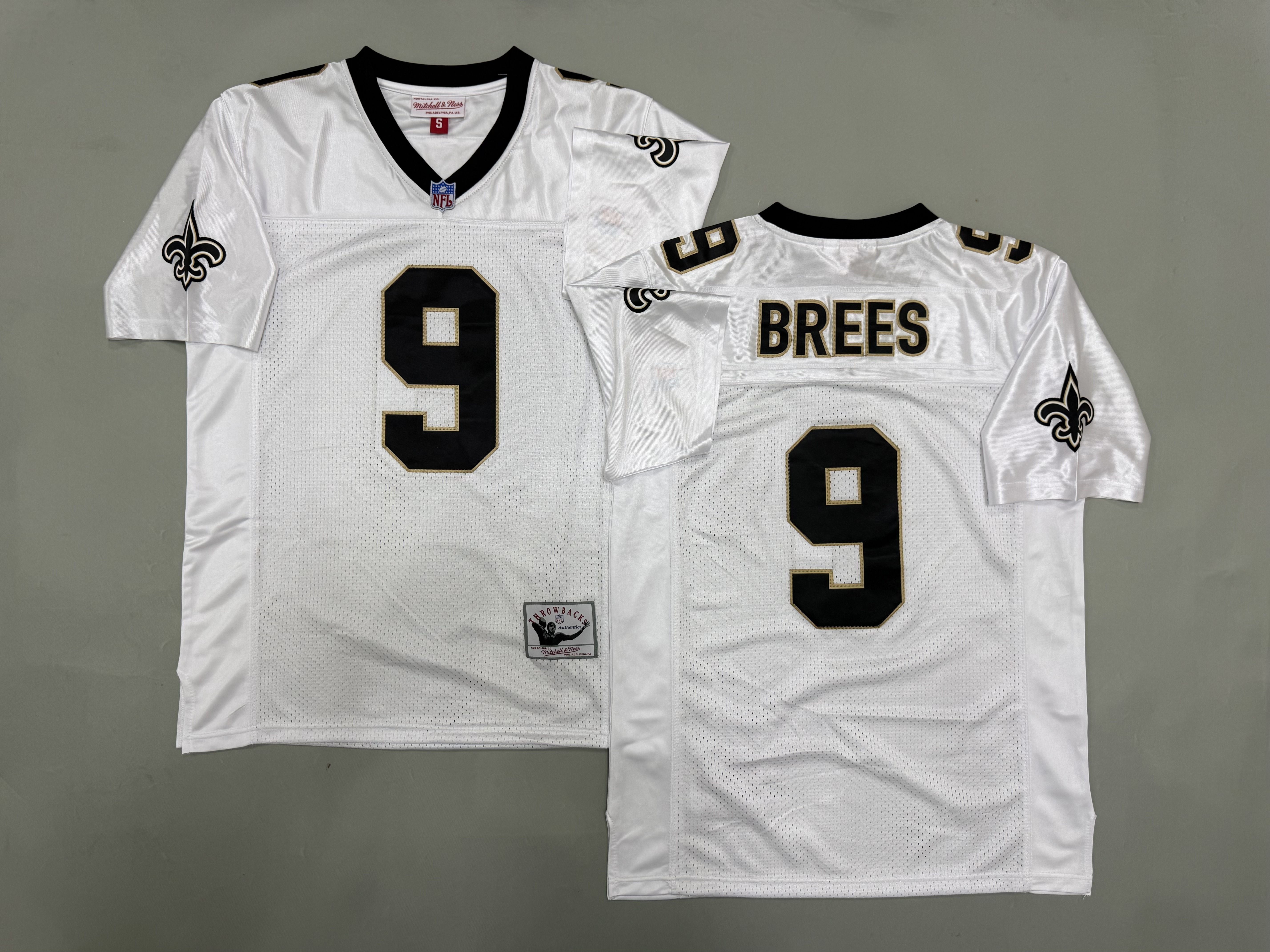 Men 2026 New Orleans Saints #9 Brees White Throwback Limited NFL Jersey style 01->new orleans saints->NFL Jersey